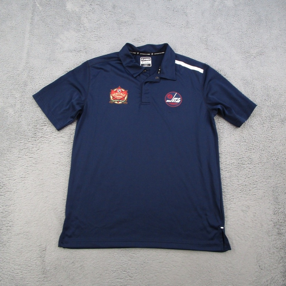 Fanatics Winnipeg Jets Heritage Classic 2019 Polo Shirt Mens Large Navy NHL Pro